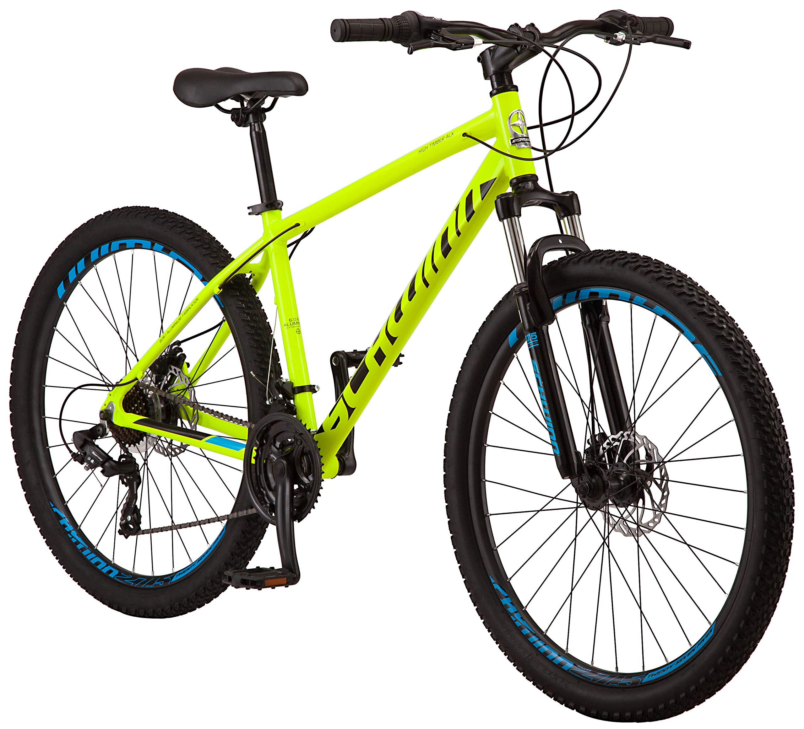 Schwinn High Timber Youth and Adult Mountain Bike, Aluminum and Steel Frame Options, 7-21 Speeds Options, 24-29-Inch Wheels, Multiple Colors