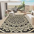 Bsmathom Waterproof Outdoor Rug 8'x10' Reversible Boho Plastic Straw Patio Deck Camping Rugs, Indoor Outdoor Portable RV Mat Clearance Carpet for Outside, Porch, Balcony, Backyard, Beach, Pool,Black