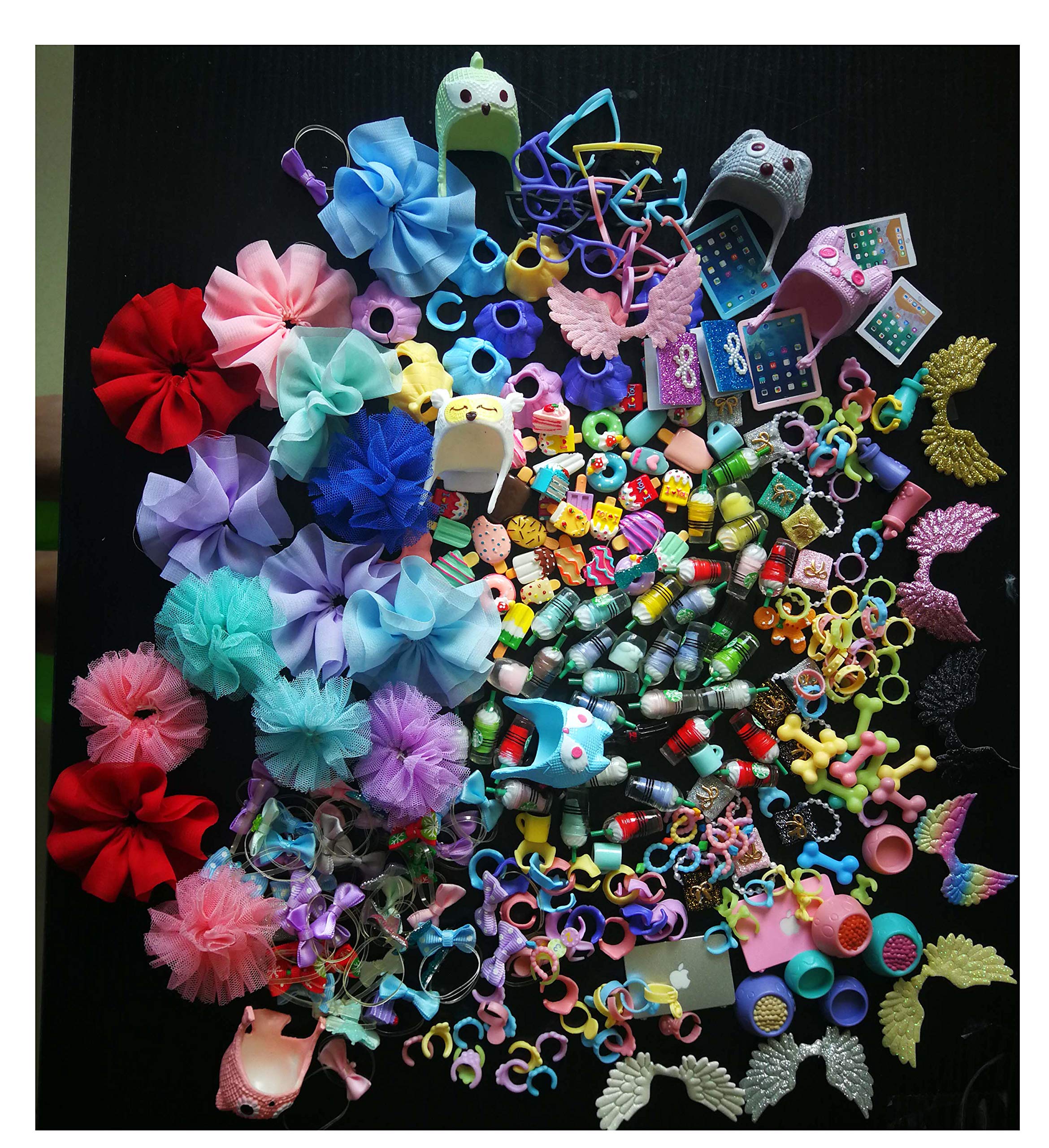 VIPLPSAccessories Lot (Random 20 PC) Food and Drink Wings Glasses Bow Skirt Clothes Hat Collar Laptop Scarf Outfit For LPS Cat and Dog Collie Cocker Spaniel Great Dane Dachshund Husky