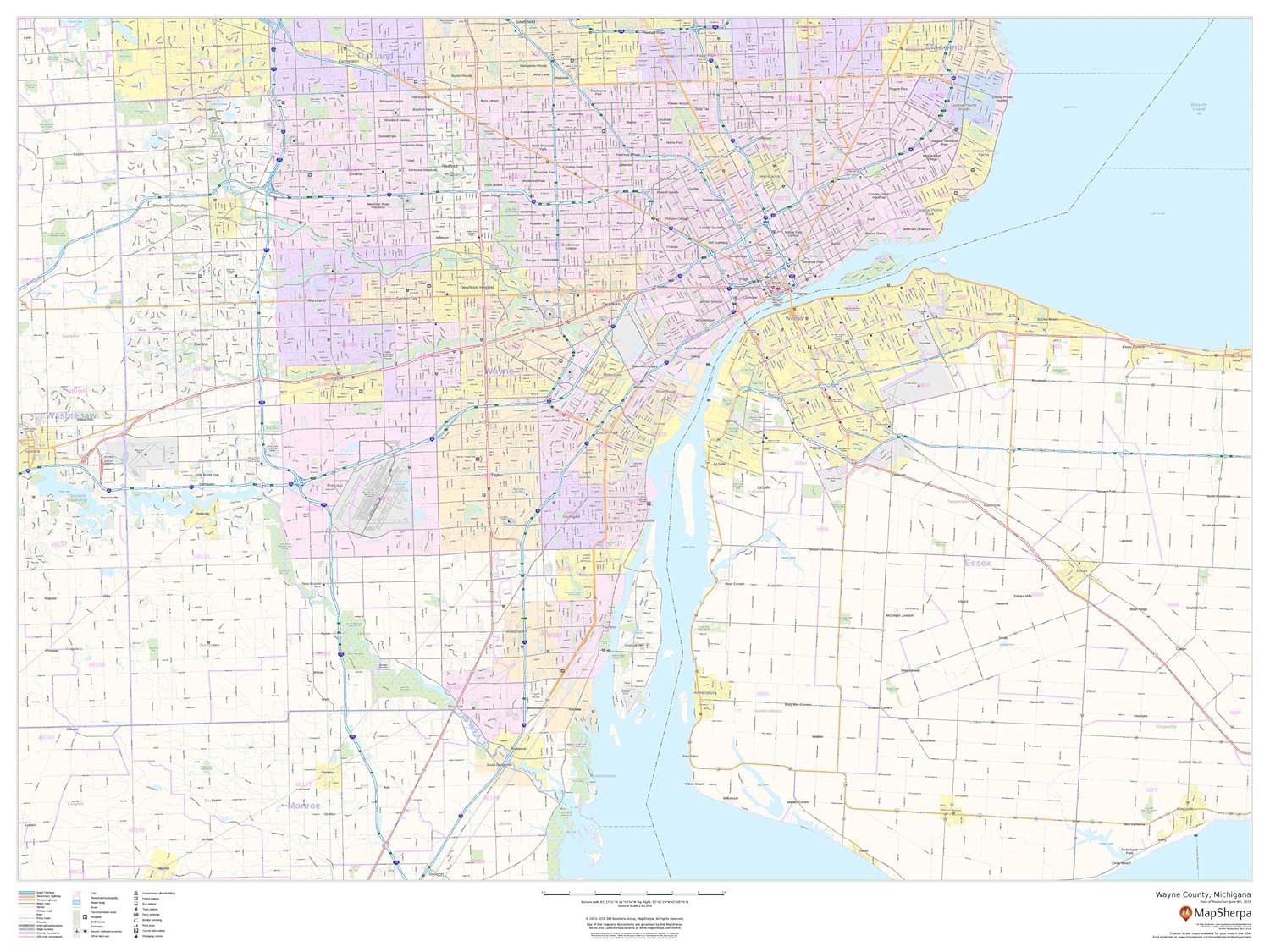 Amazoncom Wayne County Michigan 48 X 36 Paper Wall Amazoncom Wayne County Michigan 48 X 36 Paper Wall