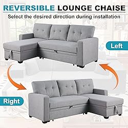 Lyngins L Shaped Sleeper Sofa Bed with Storage