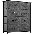 YITAHOME Fabric Dresser for Bedroom, Tall Storage Dresser with 8 Drawers, Black Dresser & Chest of Drawers, Storage Drawer Organizer for Closet, Bedroom, Living Room(Black Grey)