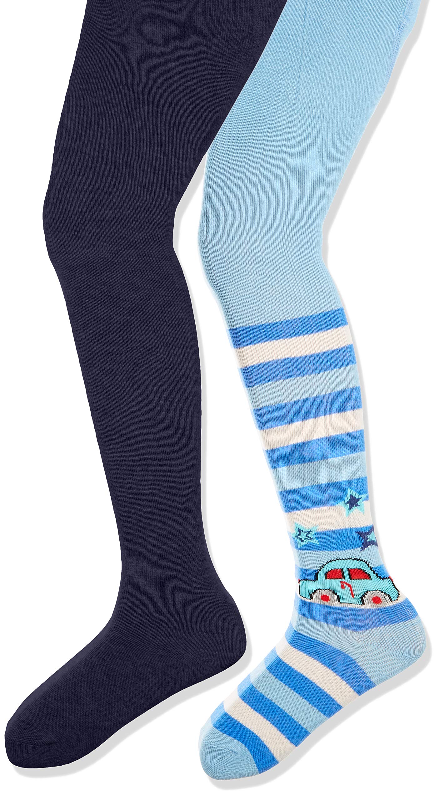 Playshoes Baby Auto und Unifarben mit Komfortbund Car Tights, Pack of 2, Black (Original 900), 74-80