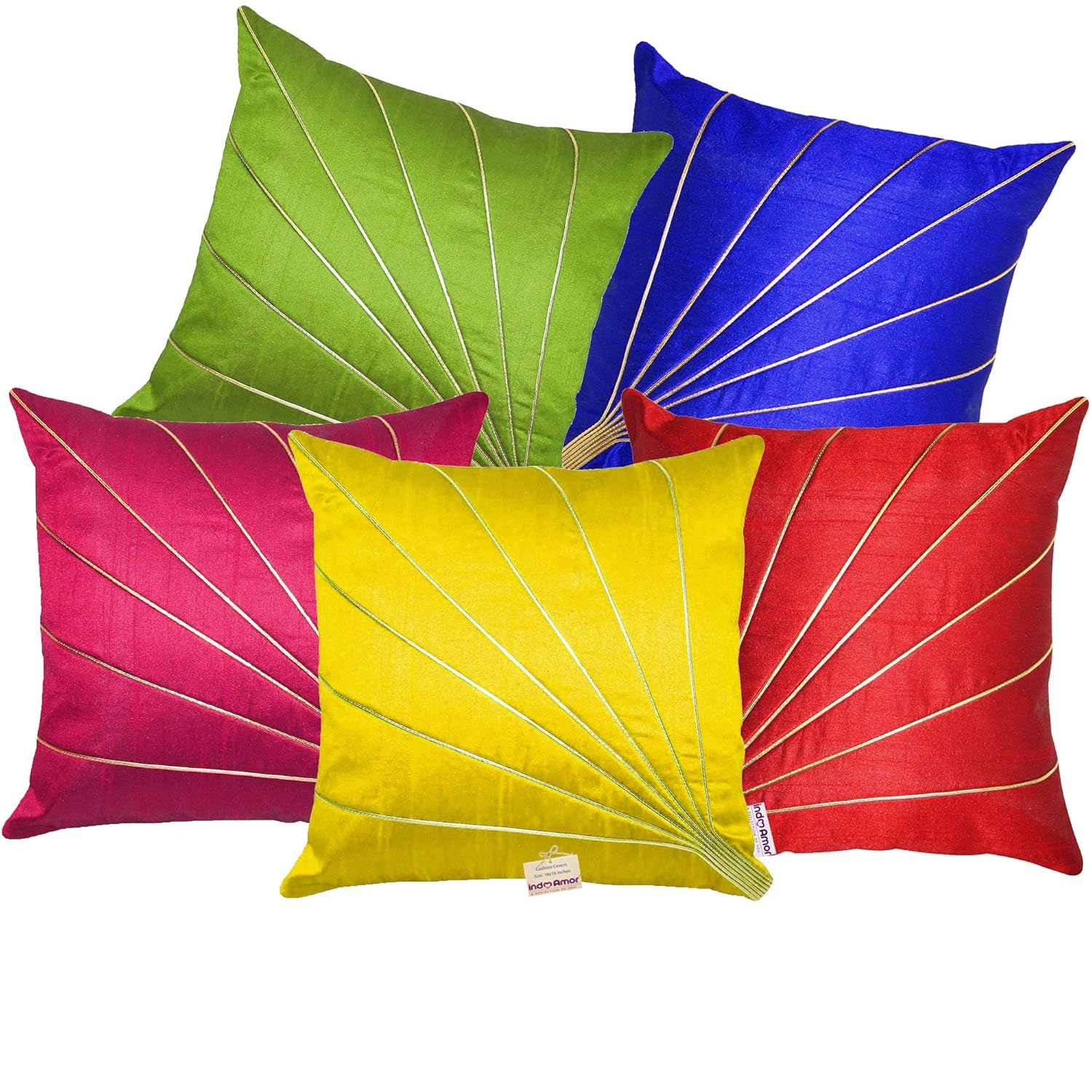Buy indoAmor Stripes Silk Cushion Covers (Multicolor 16x16 Inches, Set