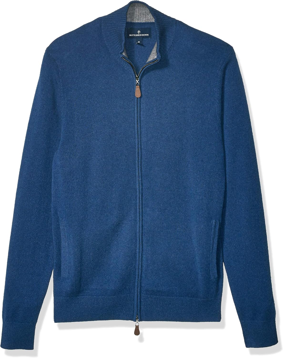 Buttoned Down Men's Cashmere Full-Zip Sweater: Clothing
