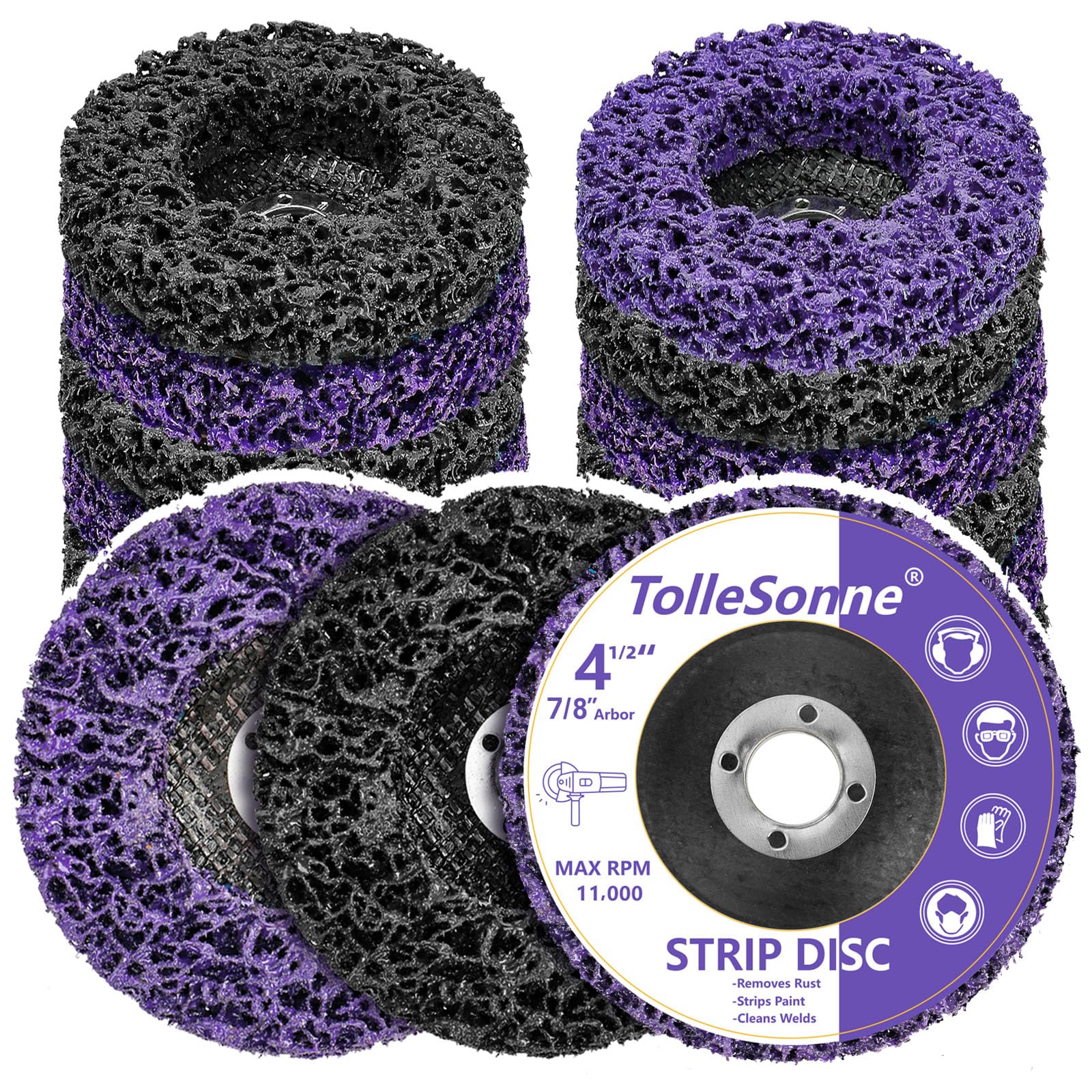 Photo 1 of 10 Pack Strip Discs 4-1/2 Inch Quick Stripping Wheel Paint Stripper for Angle Grinder Clean and Remove Paint Coating Rust Welds Oxidation for Metal and Wood (4-1/2" x 7/8")