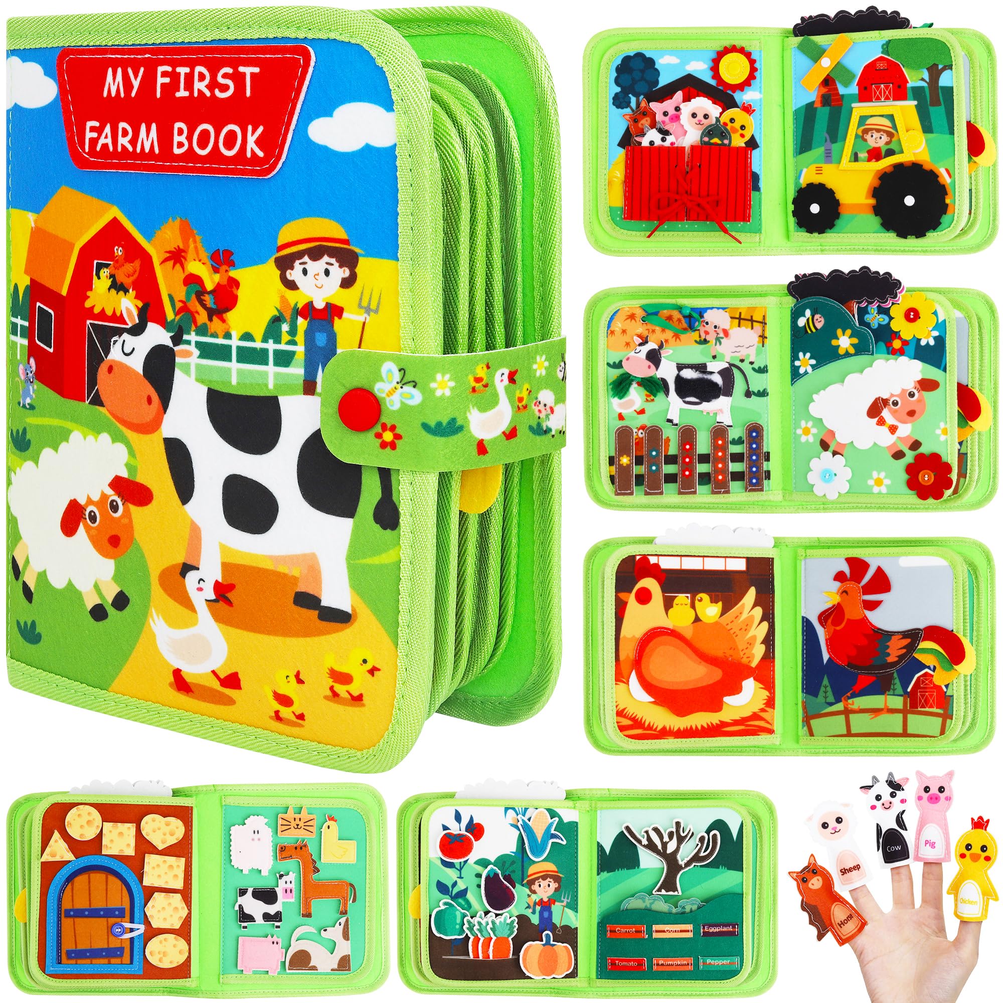 Activities Busy Book for Toddlers, Farm Busy Board Montessori Toys for3+ Year Kids Boys Girls, Preschool Learning Activities Developing Sensory Board, Travel Toys for Toddlers 3+