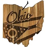 Totally Bamboo Rock & Branch Origins Series Ohio State Shaped Cutting Board and Charcuterie Serving Tray, Includes Hang Tie for Wall Display