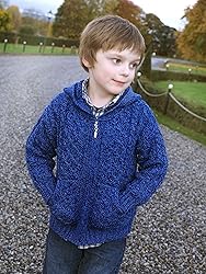 Aran Crafts Kid's Irish Cable Knitted Wool Hooded