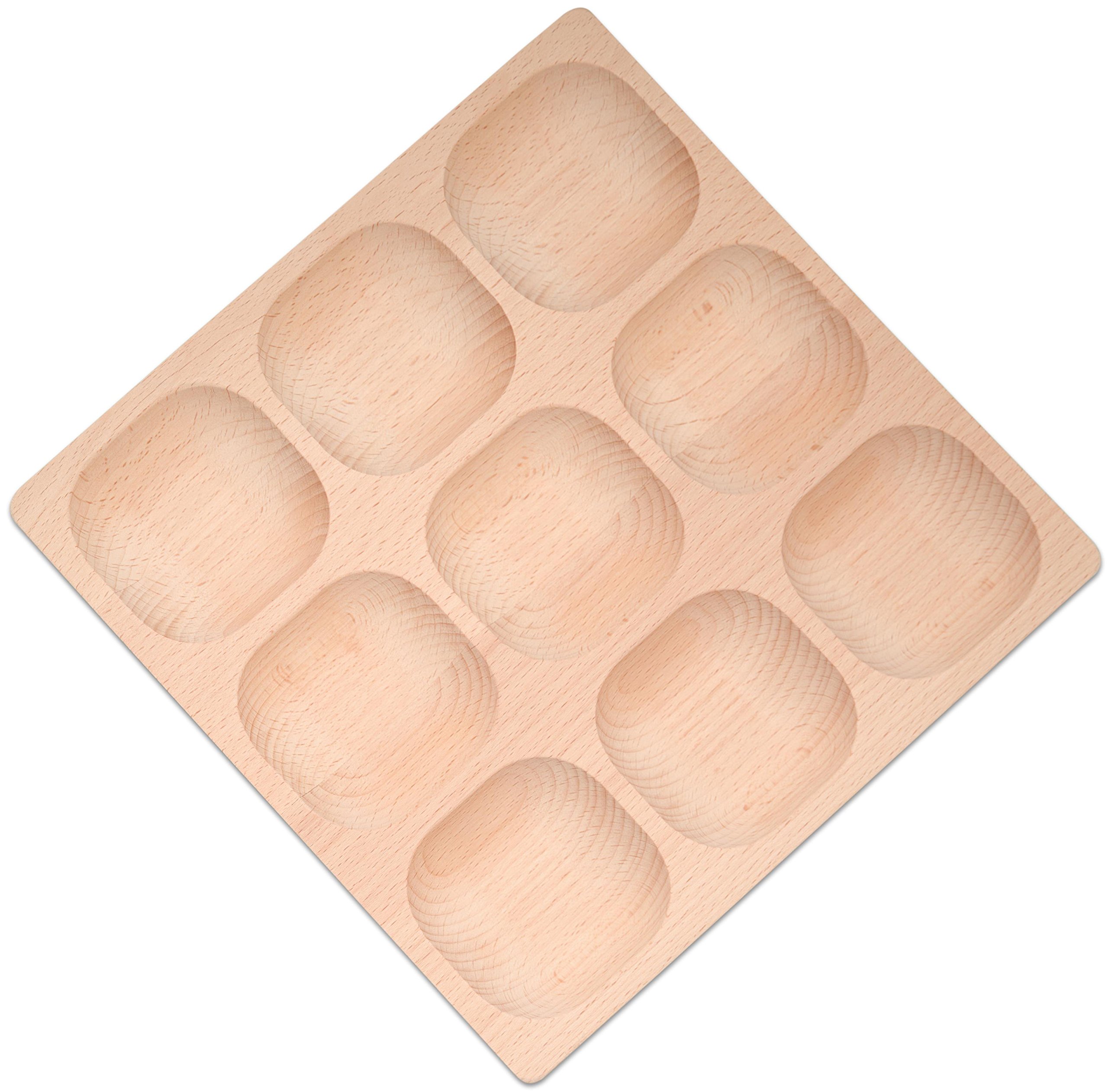 Yellow Door Natural Sorting Tray | Number Sense | 9 Section Wood Maths tray for kids 2 3 4 5 | Addition and Subtraction |Subitising | Early Educational Toys for Counting or Collecting | Montessori