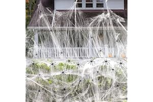 KiLiKuaLa Stretchable Halloween Spider Web Decoration 1200 SQFT, Halloween Cobwebs+60*Plastic Spiders, Halloween Props for Halloween Party Decor Gifts, Spooky Halloween Decorations Outdoor Indoor