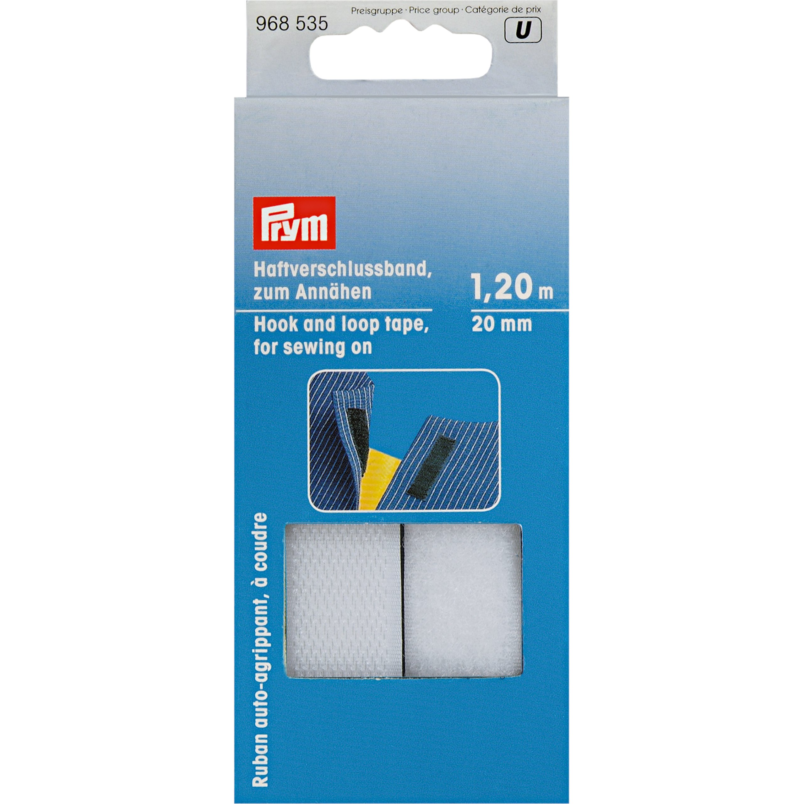 Prym Hook and Loop Tape, 100% polyamide, White, 2.8 x 9 x 0.48 cm