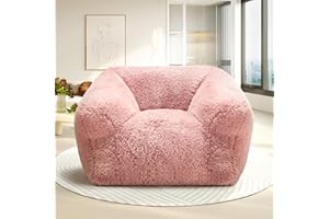 Homguava Giant Bean Bag Chair for Adults,Large Bean Bag Sofa with Armrests & Stuffed Memory Foam,Big BeanBags with Filler,Plush Bean Bag Couch Comfy Lazy Sofa Chair for Bedroom,Living Room(Large,Pink)