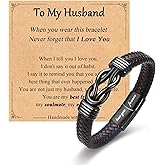 Gifts for New Dad Grandpa Uncle Bonus Son Grandson Brother Nephew Friends, Braided Leather Bracelet, Fathers Day Birthday Valentines Christmas Graduation Gifts for Men Boys