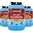 Catchmaster Reusable Fly Traps Outdoor Jar 3-Pack, Bug Catcher and Flying Insect Trap with Food-Based Lure for Pest Control, Pet Safe, Non Toxic Bulk Fly Traps