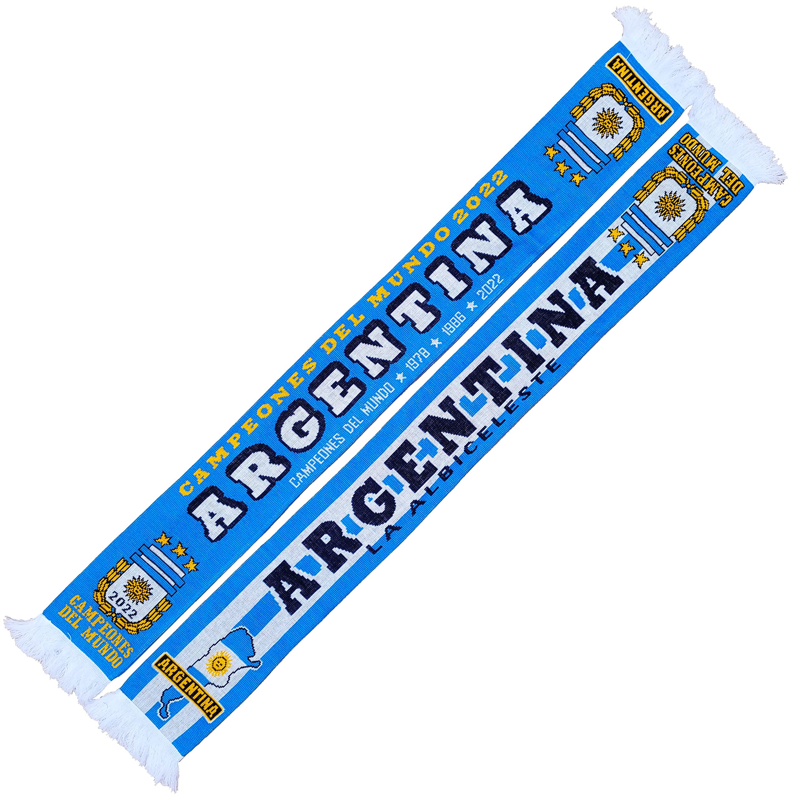 Generisch Argentina, Argentina World Champion Scarf 2022, Argentina World Cup Winner Scarf (Knitted Scarf), Souvenir Scarf, blue, white, L