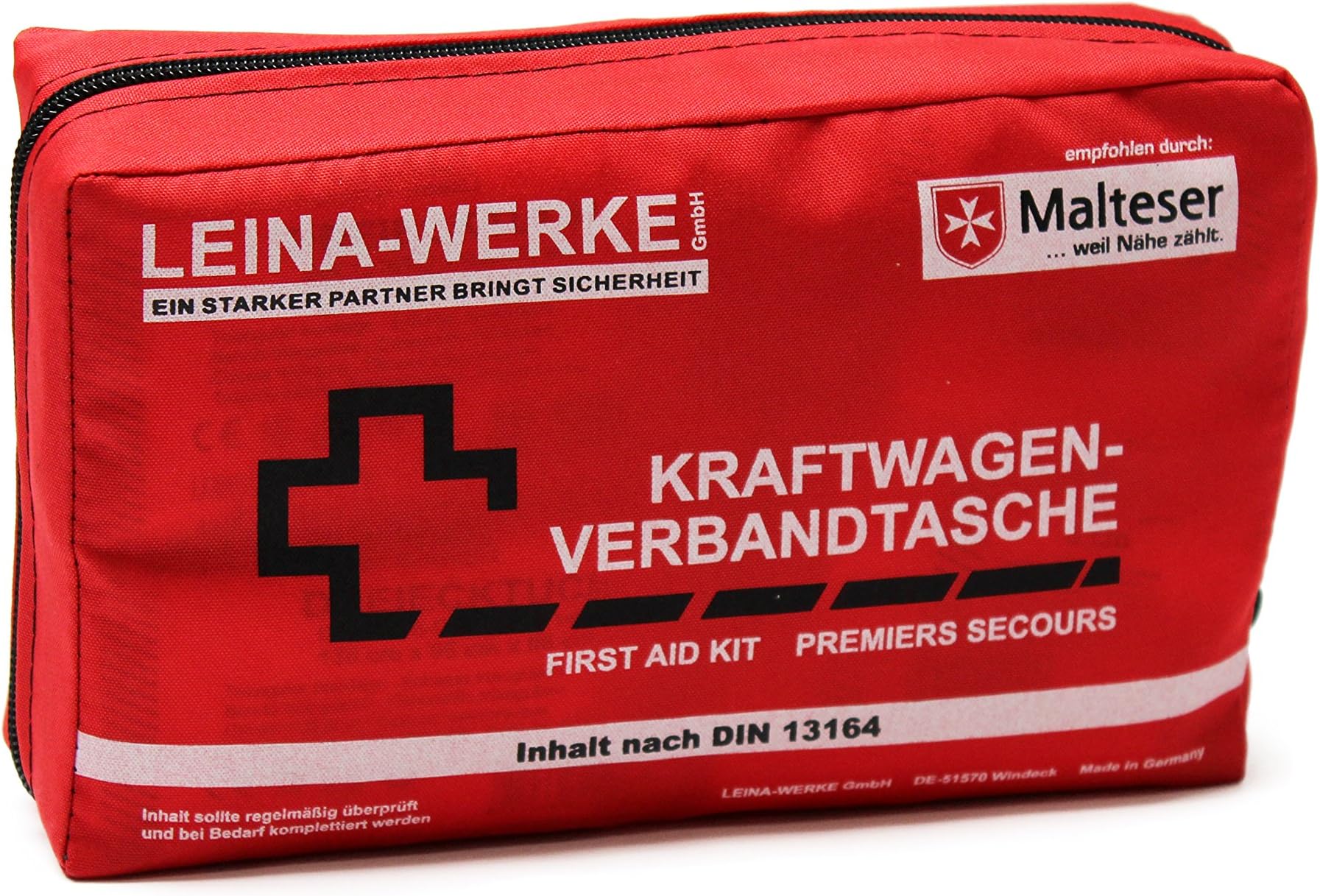 Leina 13164 First Aid Kit Compact without Velcro, Red/ Black/ White