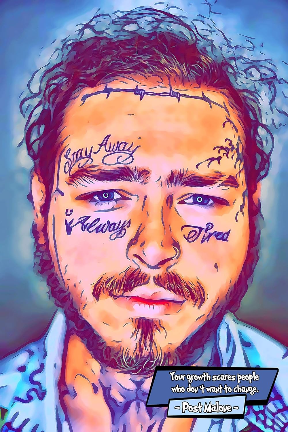 Post Malone Comic Icons Art Print 4 Formats Poster, Canvas, Foamboard, Acrylic 3 Sizes