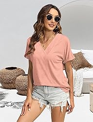 EyMuse T Shirts Short Sleeve V Neck Tees Womens