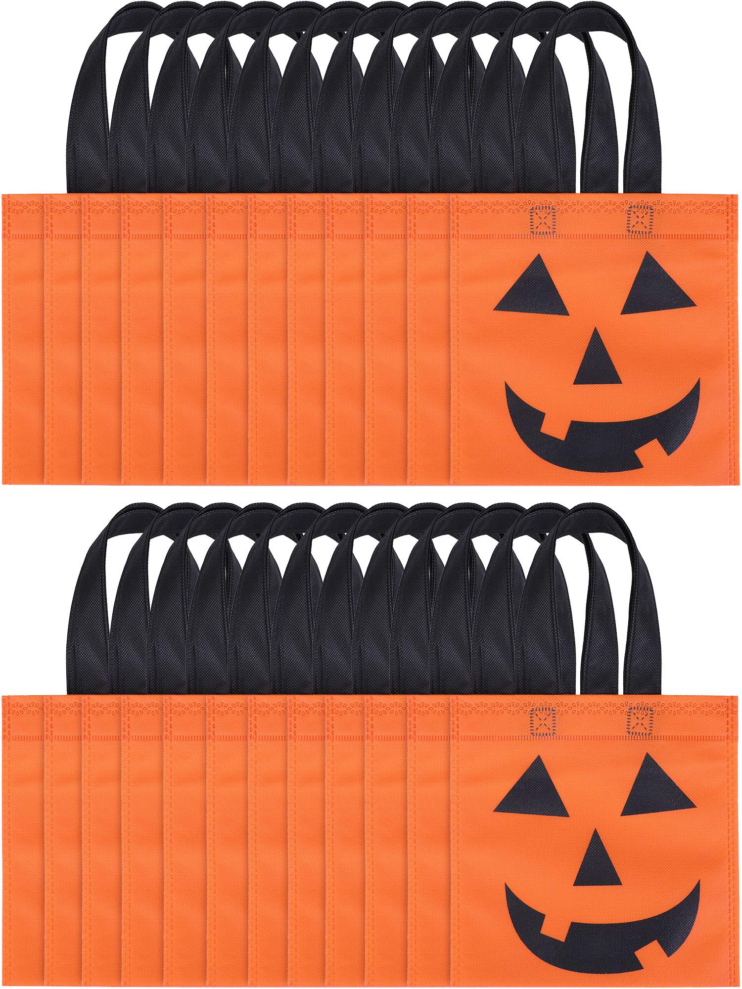Photo 1 of Boao 24 Pieces Halloween Lantern Pumpkin Tote Bags Non Woven Candy Bags for Halloween Party(7.9 x 7.9 Inch)