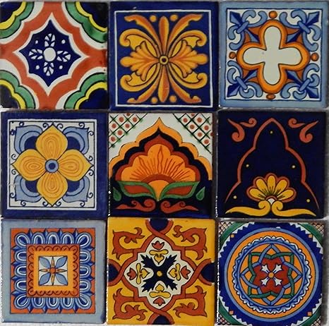 Color Y Tradicion 9 Mexican Tiles 4 X 4 Hand Painted