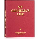 Lanpn Grandma Life Story Book Journal with 260+ Prompts, Linen Hardcover Grandmother Guided Journal to Fill Out Memory Keepsake Book, Mother's Day Birthday Christmas Gift for Grandmas, Red