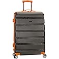 Rockland Melbourne Hardside Expandable Luggage with Spinner Wheels, Charcoal, Checked Large 28"