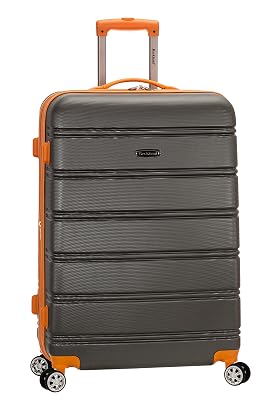 Rockland Melbourne Hardside Expandable Spinner Wheel Luggage, Charcoal, Checked-Large 28-Inch