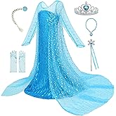 ReliParty Little Girls Snow Princess Dress Costume With Accessories,2T 3T 4T 5 6 7 8 10