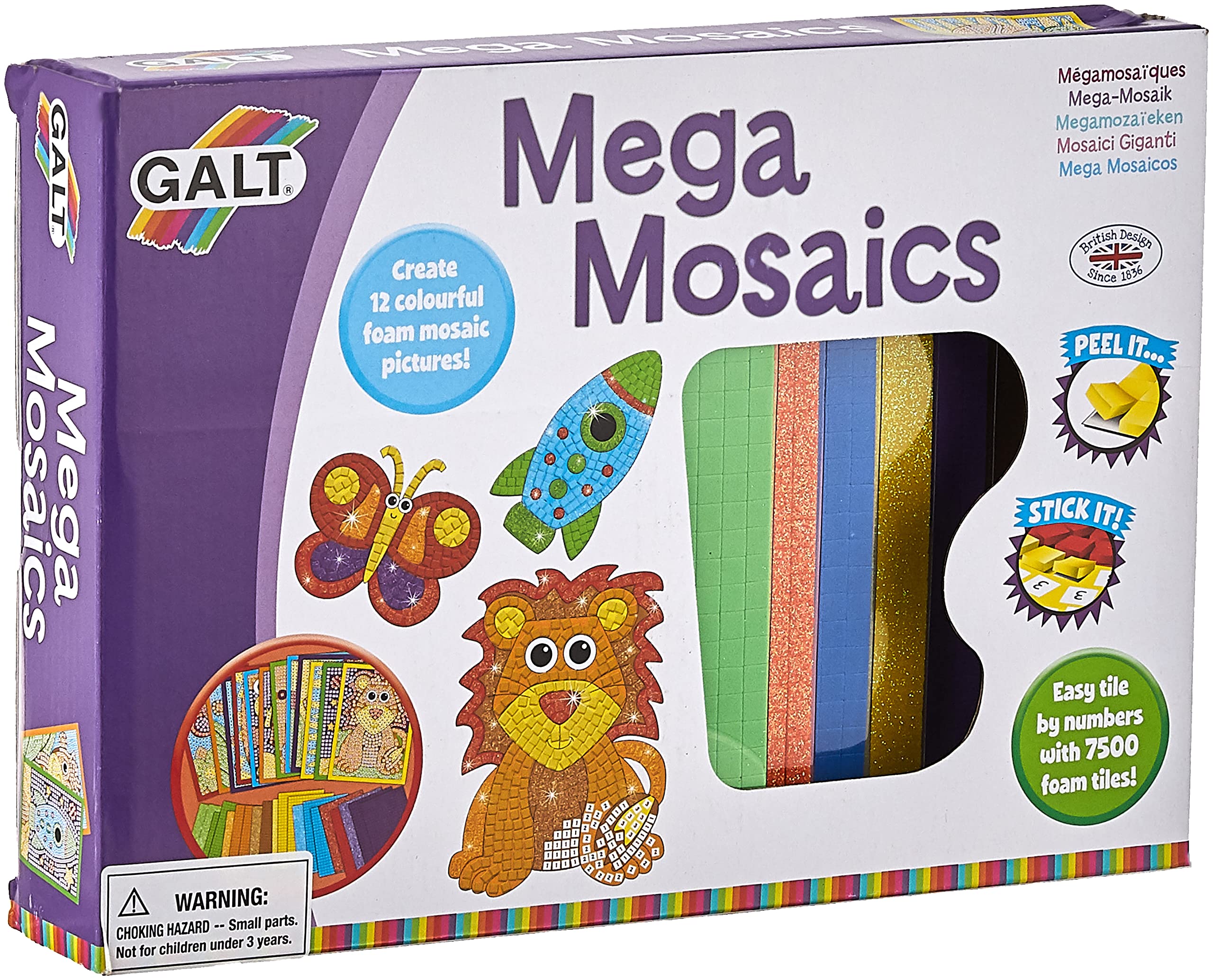 Galt Toys, Mega Mosaics, Kids' Craft Kits, Ages 5 Years Plus, Multi