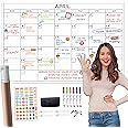 CLEVER CLEAN Large Dry Erase Wall Calendar - 24"x 36" Undated Monthly Calendar for Home, Office, Classroom - Reusable Laminated Task Organizer