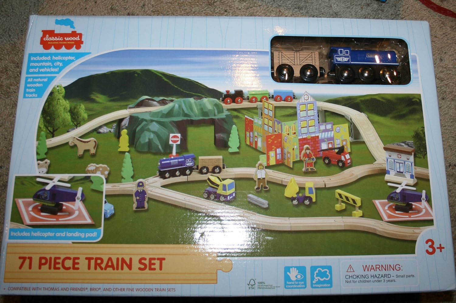 Classic Wood 71 Piece Train Set 