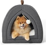 Bedsure Cat Cave Bed Igloo Large 44x44x44 cm Foldable Plush Cushion Dark Grey view 7