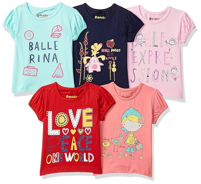 Baby-Girls Regular fit T-Shirt (Pack of 5)
