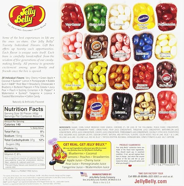 JELLY BELLY JELLY BEANS GIFT BOX, 20 FLAVORS, 8.5-OZ