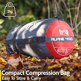 Trail Alpine 400 Hooded Sleeping Bag Red 0C -10C 4 Season Camping view 6