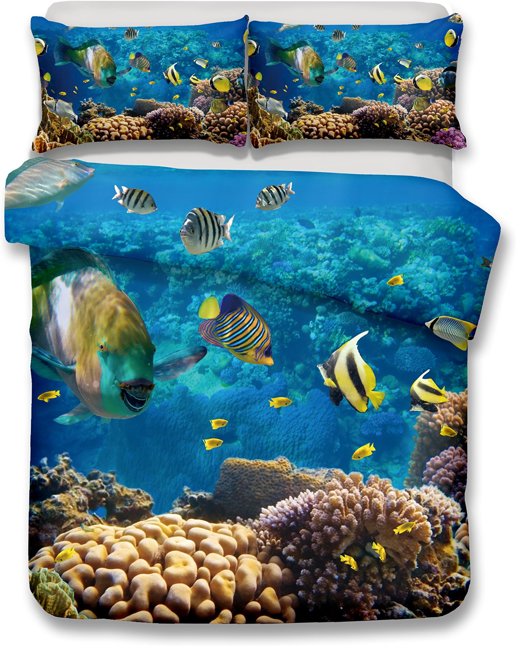helengili fish in the ocean 3D Bedding Set (duvet cover set+ 2 pillowcases) Print Duvet cover set without any filling (02,double-200x200cm)