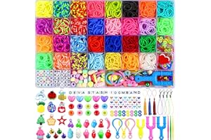 DEVA STASH 2800+ Rubber Band Bracelet Kit, 30 Colours Loom Bracelet Kit - Rubberband Bracelet making kit Includes Clips, Charms, Beads - Rubber Bands for Bracelets, Ideal Gift for Birthday, Halloween, Xmas