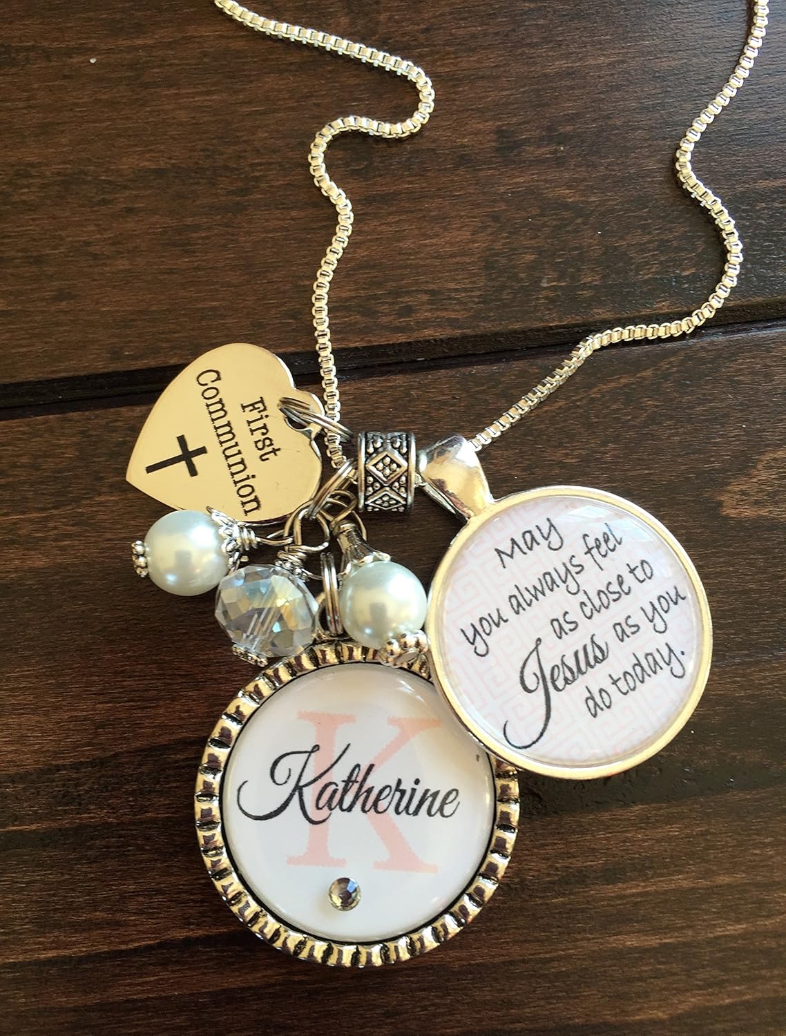 First Holy Communion necklace, PERSONALIZED childrens name