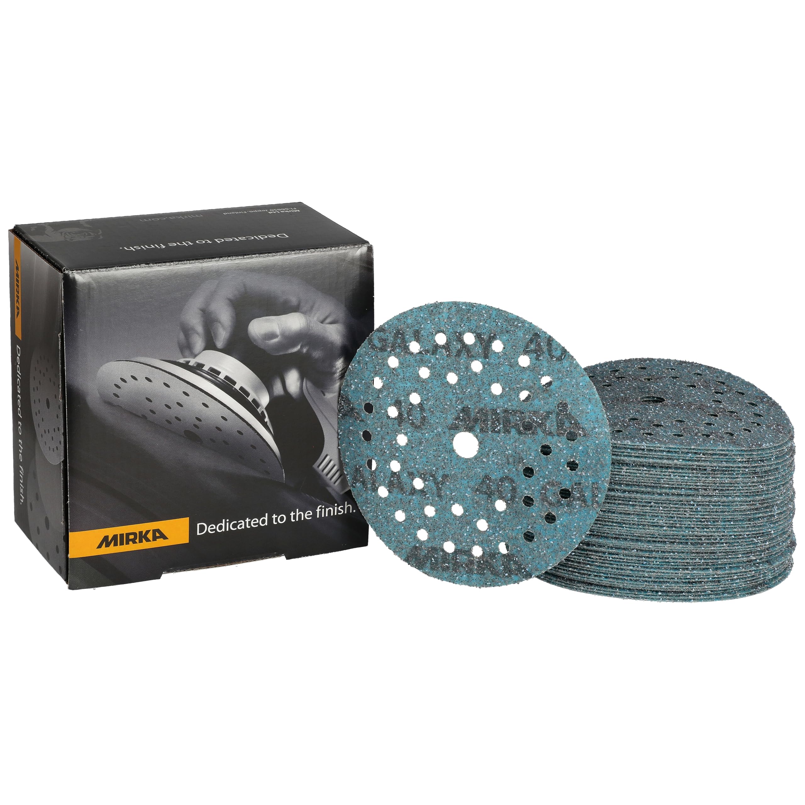 Mirka Galaxy epoxy sandpaper 125mm Hook & Loop grit 40 for sanding epoxy resin, wood, epoxy, rivertable / 50 pcs sanding discs — image 1