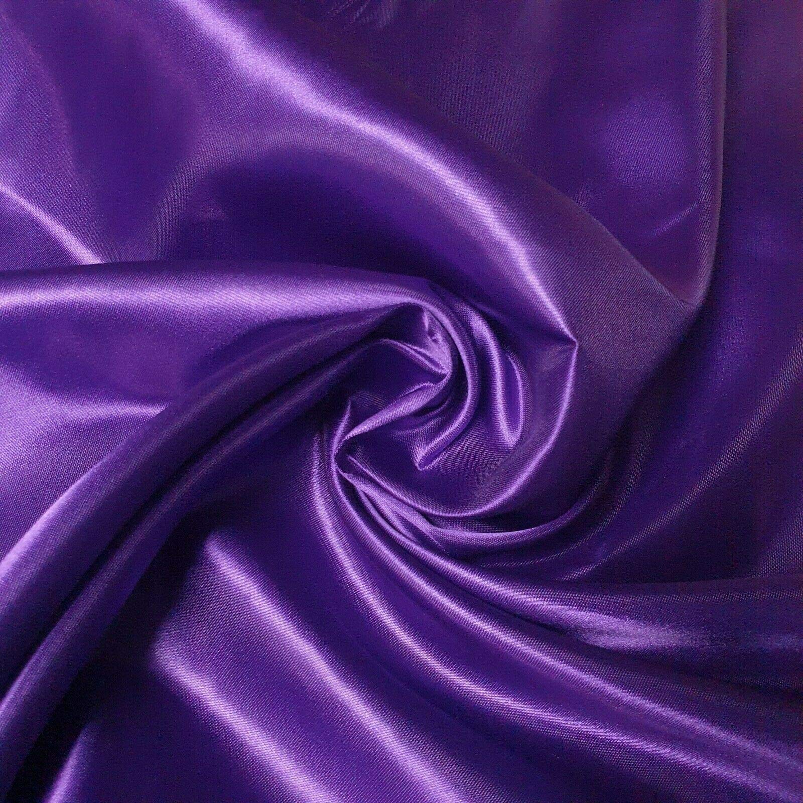 100% Polyester/Poly Silk Silky Satin Fabric, Dressmaking, Wedding, Prom - Dress Craft Fabric Material 58" - 150 cm Wide Sold As 1 Meter Pre - Cut Lengths (Purple)