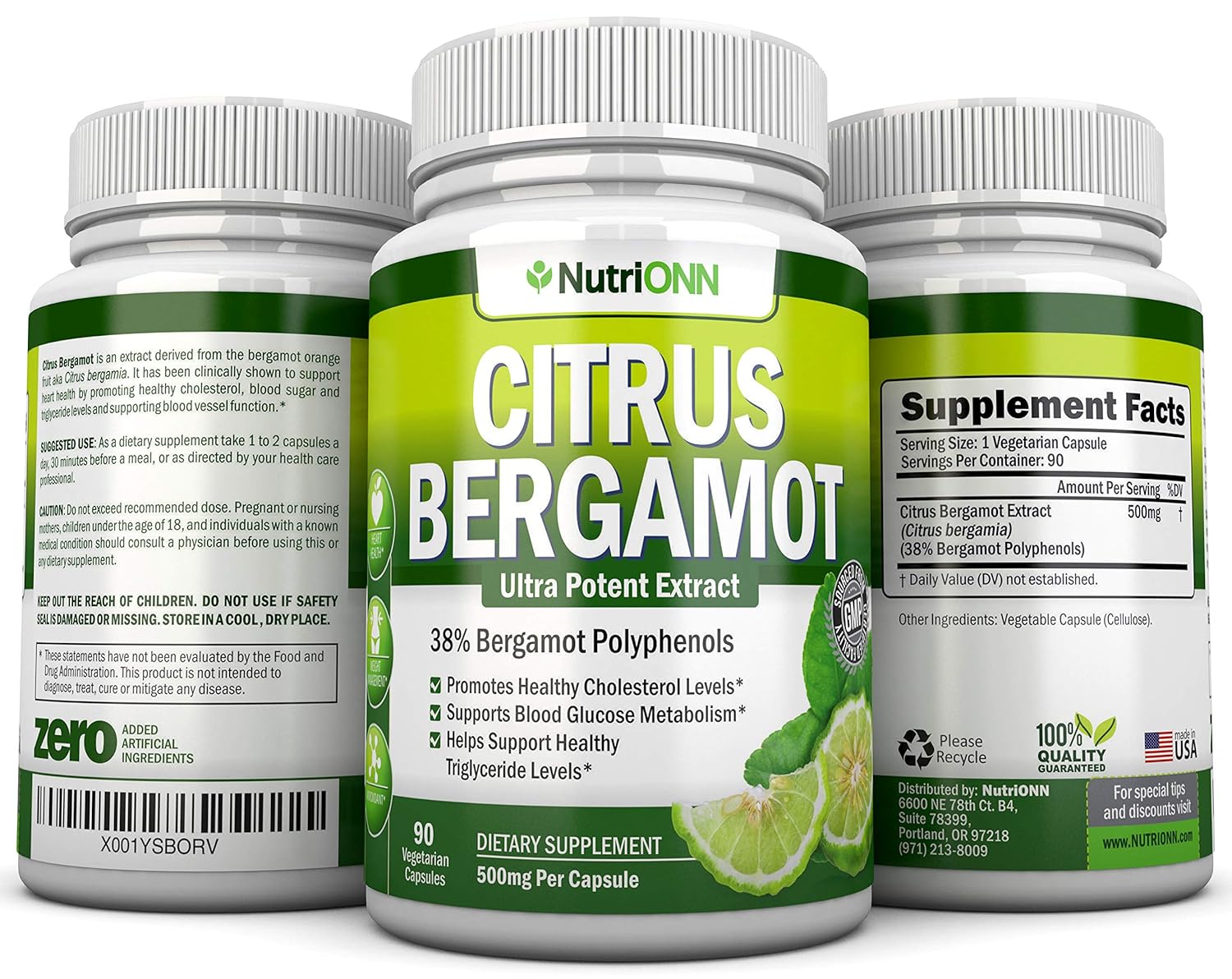 Citrus Bergamot 500 mg 90 Vegetarian Capsules 38 Polyphenols