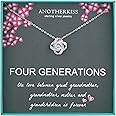 AnotherKiss Generations Necklace for Great Grandmother Gifts, Sterling Silver Necklace Grandma Mom Daughter Granddaughter, Mo