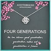AnotherKiss Generations Necklace for Great Grandmother Gifts, Sterling Silver Necklace Grandma Mom Daughter Granddaughter, Mothers Day Jewelry Birthday Gift Ideas