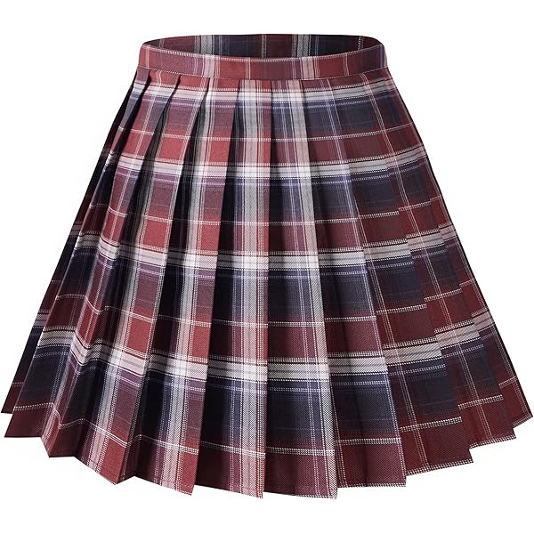 Women's Elastic Waist Plaid Pleated Skirt Tartan Skater School