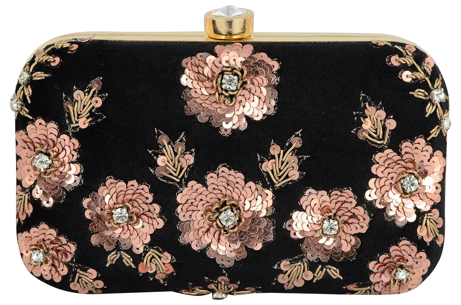 tooba women's clutch (black, black antique sequins flower 6x4_1)