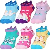 WEVIAS Kids Girls Socks Unicorn Ankle Funny Cartoon Low Cut Cotton Cute Novelty Fashion Toddler No Show Silly Socks 6 Pairs