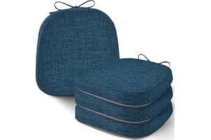 AddGrace Set of 4 Chair Cushions for Metal Dining Chairs 14x14 Chair Pads with Ties Non Slip Thick Seat Cushions with Texture