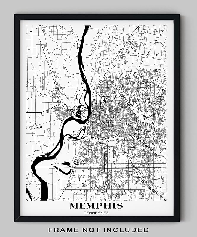 Amazon Com Memphis City Map Wall Art 11x14 Unframed Print