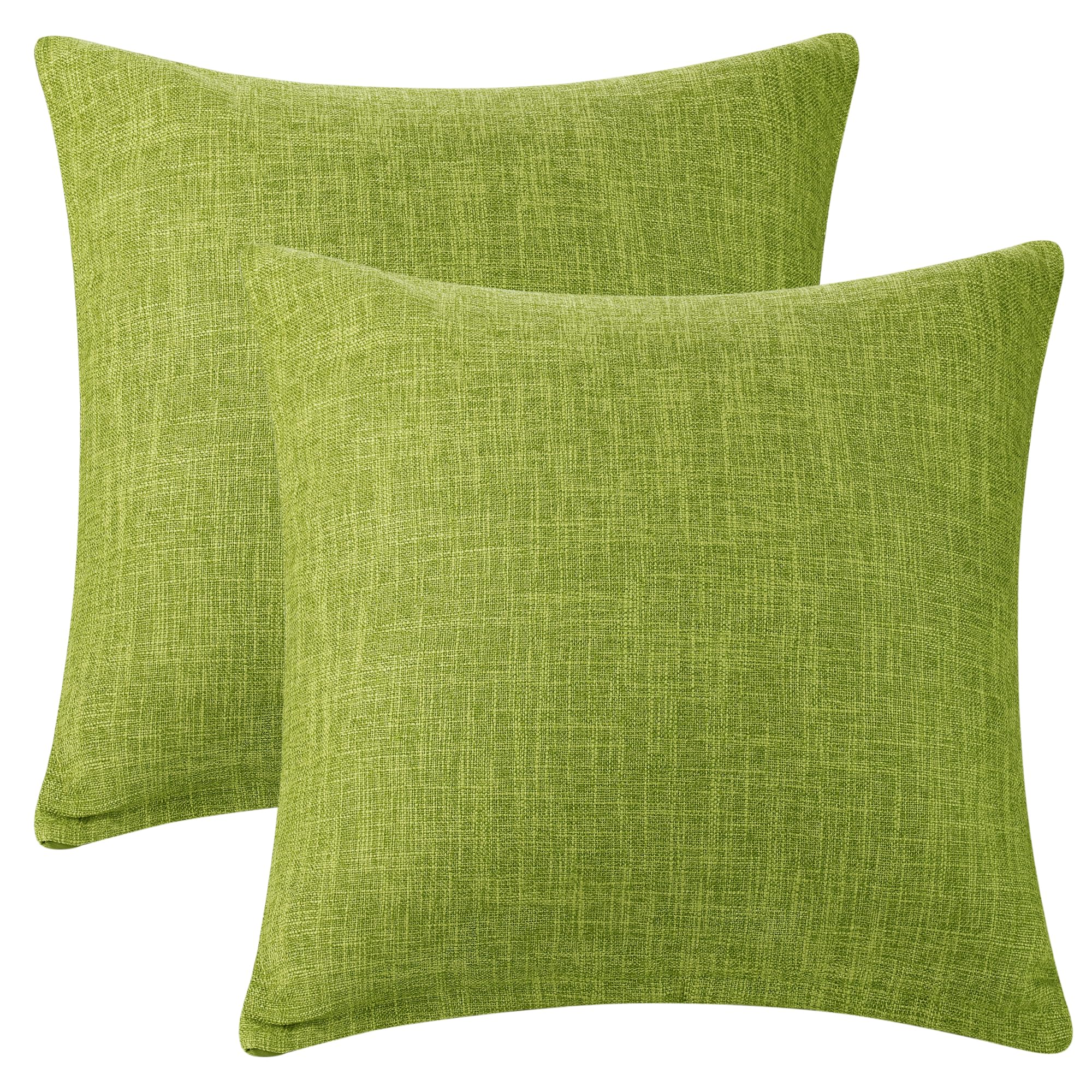 Uxcell Pack of 2 Burlap Linen Throw Pillow Covers Square Rustic Decorative Cushion Cover Farmhouse Solid Pillowcases for Couch Sofa Living Room Home Decor Green 50 x 50 cm